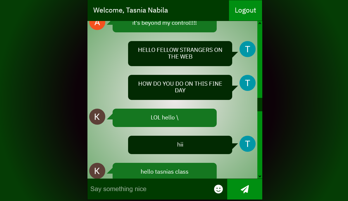 chat app homescreen